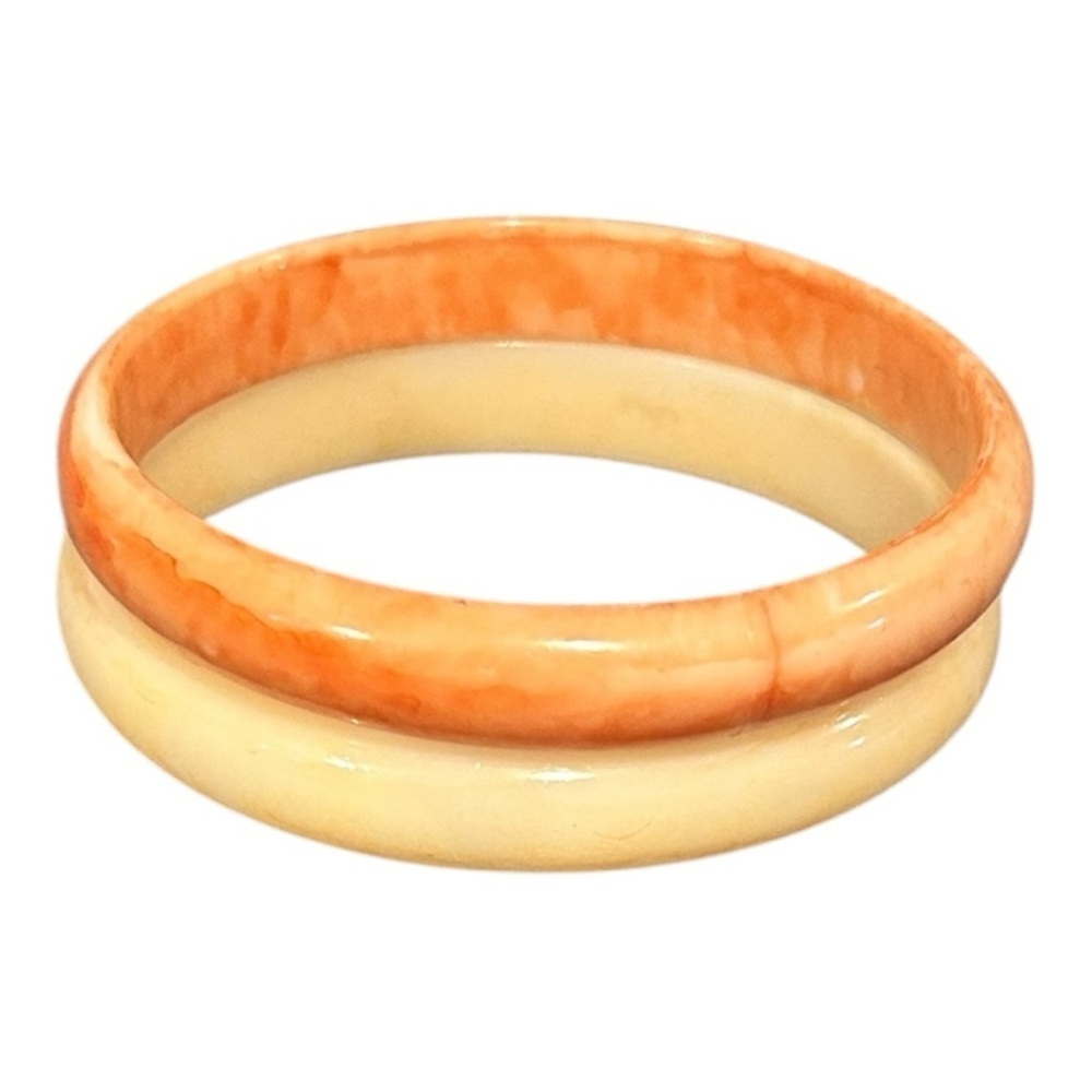 2 Vintage Lucite Bangle Bracelets Orange Cream Swirl VGC